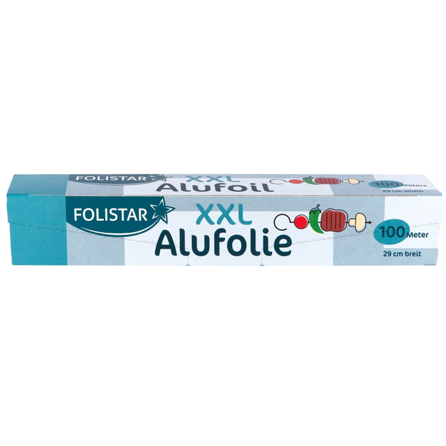 Folistar Alufolie 100mx29cm Box mit Papiersäge XXL