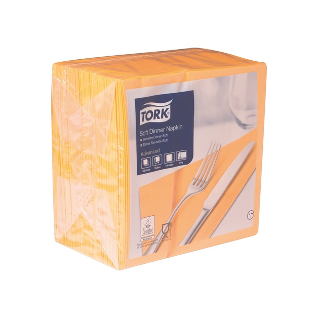 Tork Dinner Servietten 39 x 39 cm, Orange, 1/4 Falz, 3 lagig 100 Stk.