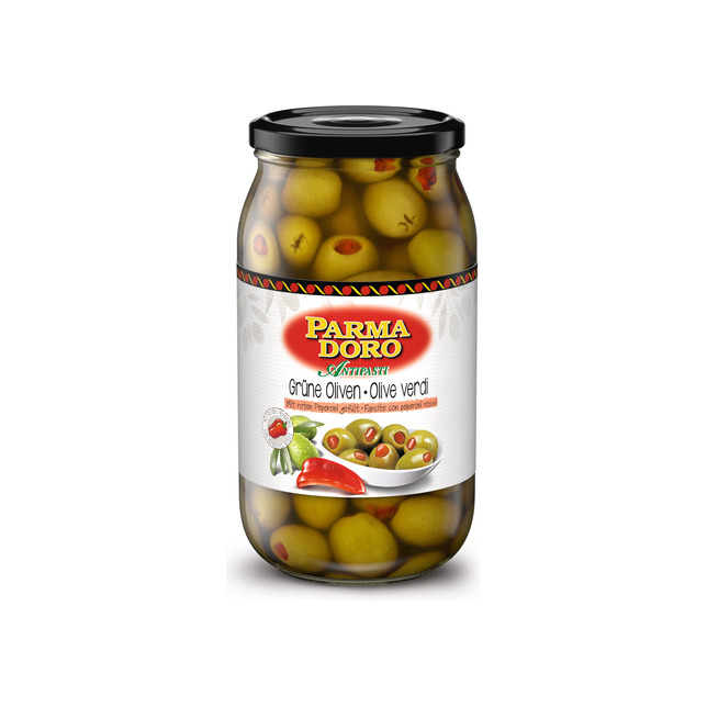 Antipasti Oliven grün m. Pep gefüllt Parmadoro 1/1
