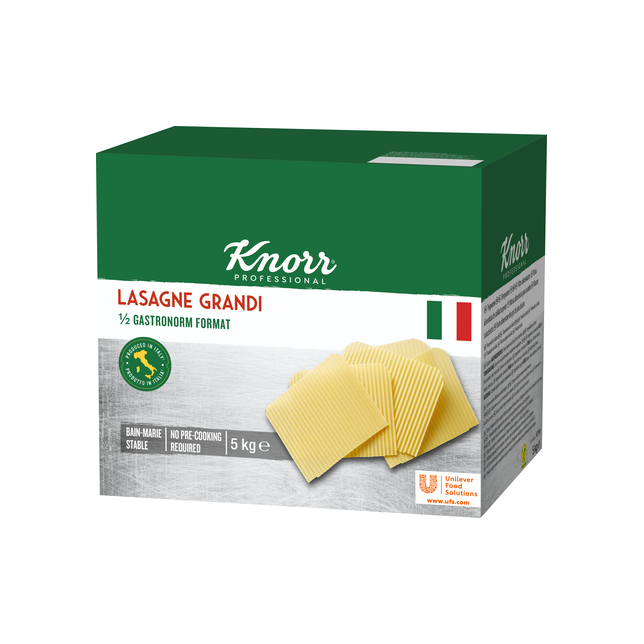 Lasagneblätter Napoli gewellt 22x26,2cm Knorr 5kg