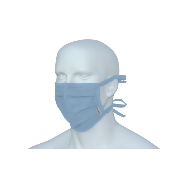Karlowsky Mund - Nasenschutzmaske zum Binden wiederverwendbar, waschbar 95°C, hellblau / weiss 3er