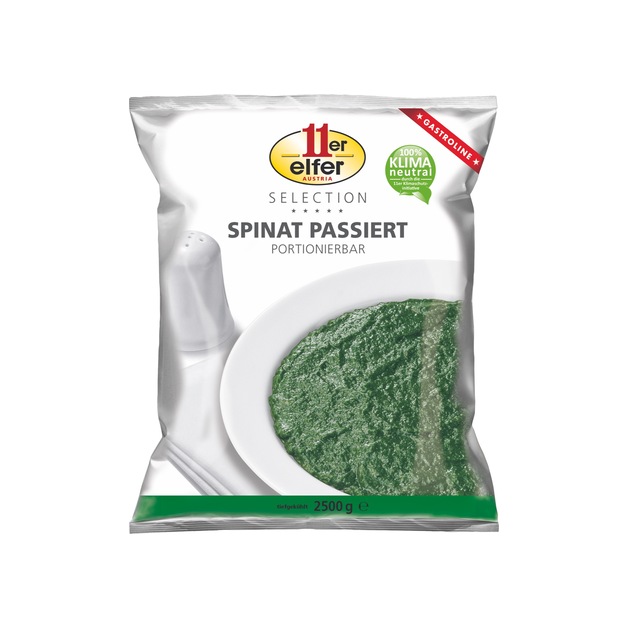 11er Spinat passiert portioniert ca. 18 g, tiefgekühlt 2,5 kg