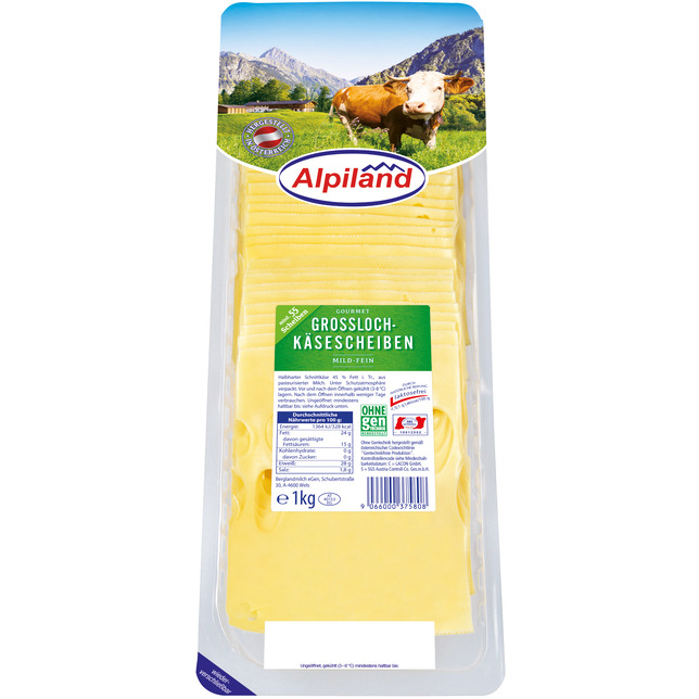 Alpiland Großlochkäsescheiben 1kg 45%FiT