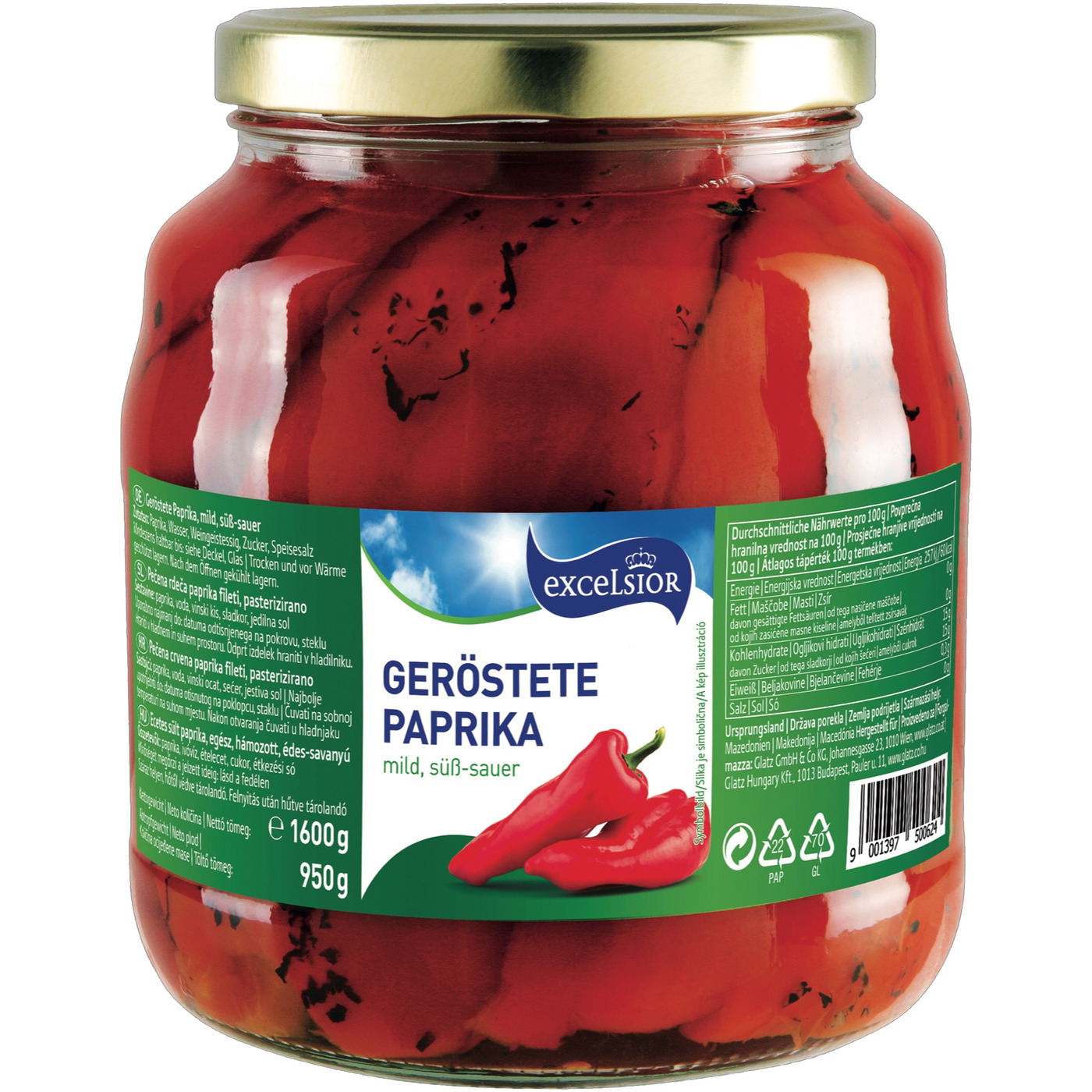 Transgourmet Österreich - Excelsior geröstete Paprika 1,7 l