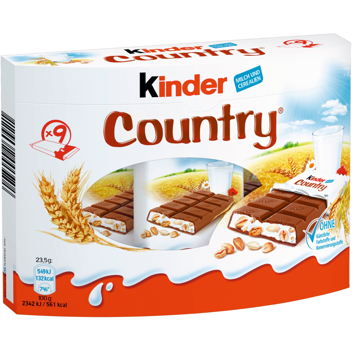 Ferrero Kinder Country Milk Chocolate Bars - 40 Individually Wrapped Single Bars