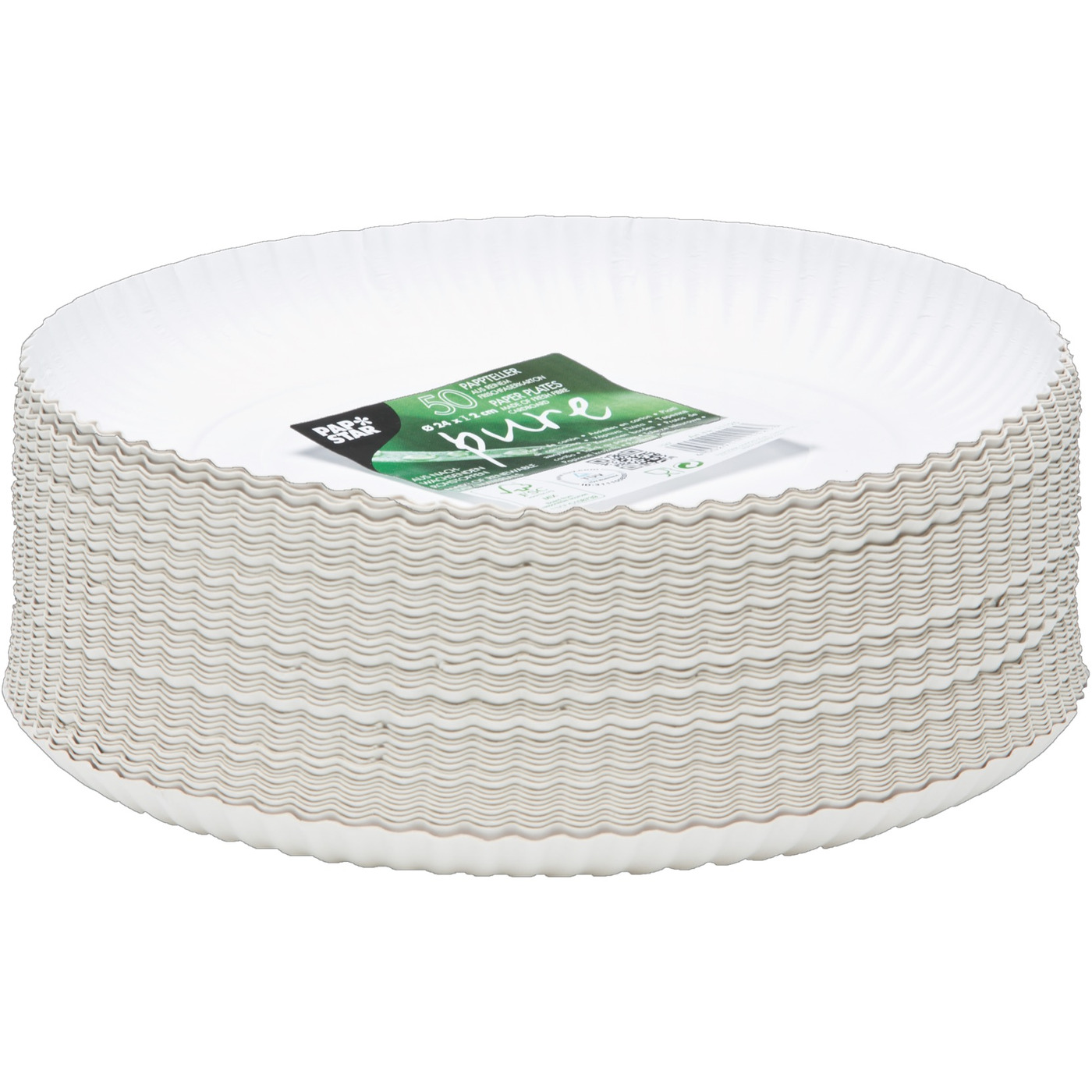 Transgourmet Österreich - Pap Star Pappteller Pure rund, DM = 24 cm 50 Stk.