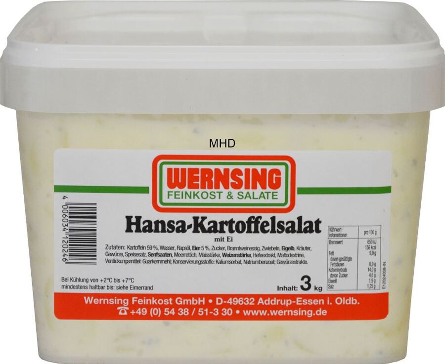 Reisige Online-Shop - Kartoffelsalat mit Ei Hansa Wernsing 3Kg