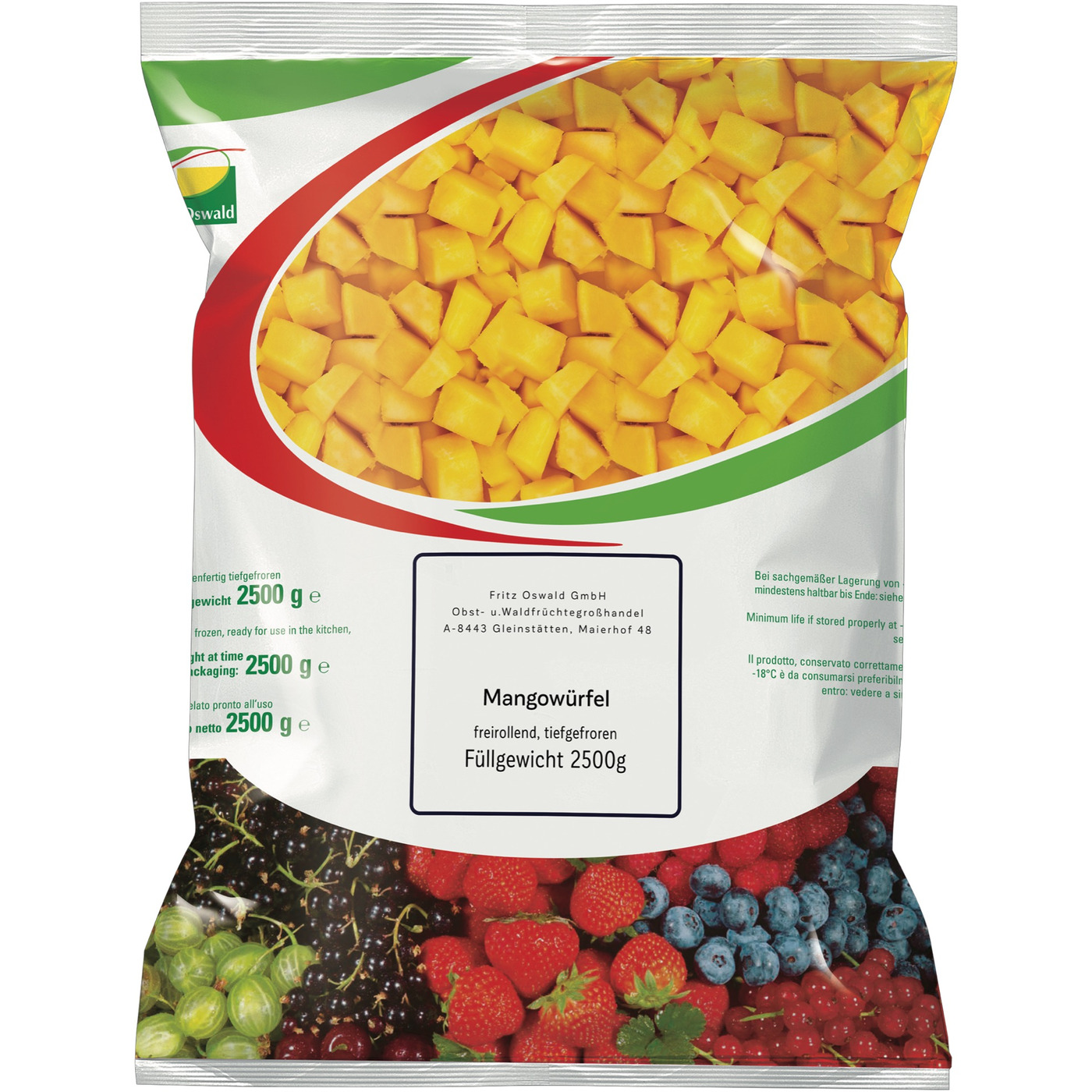 Transgourmet Österreich - Oswald Mangowürfel 15 x 15 tiefgekühlt 2,5 kg