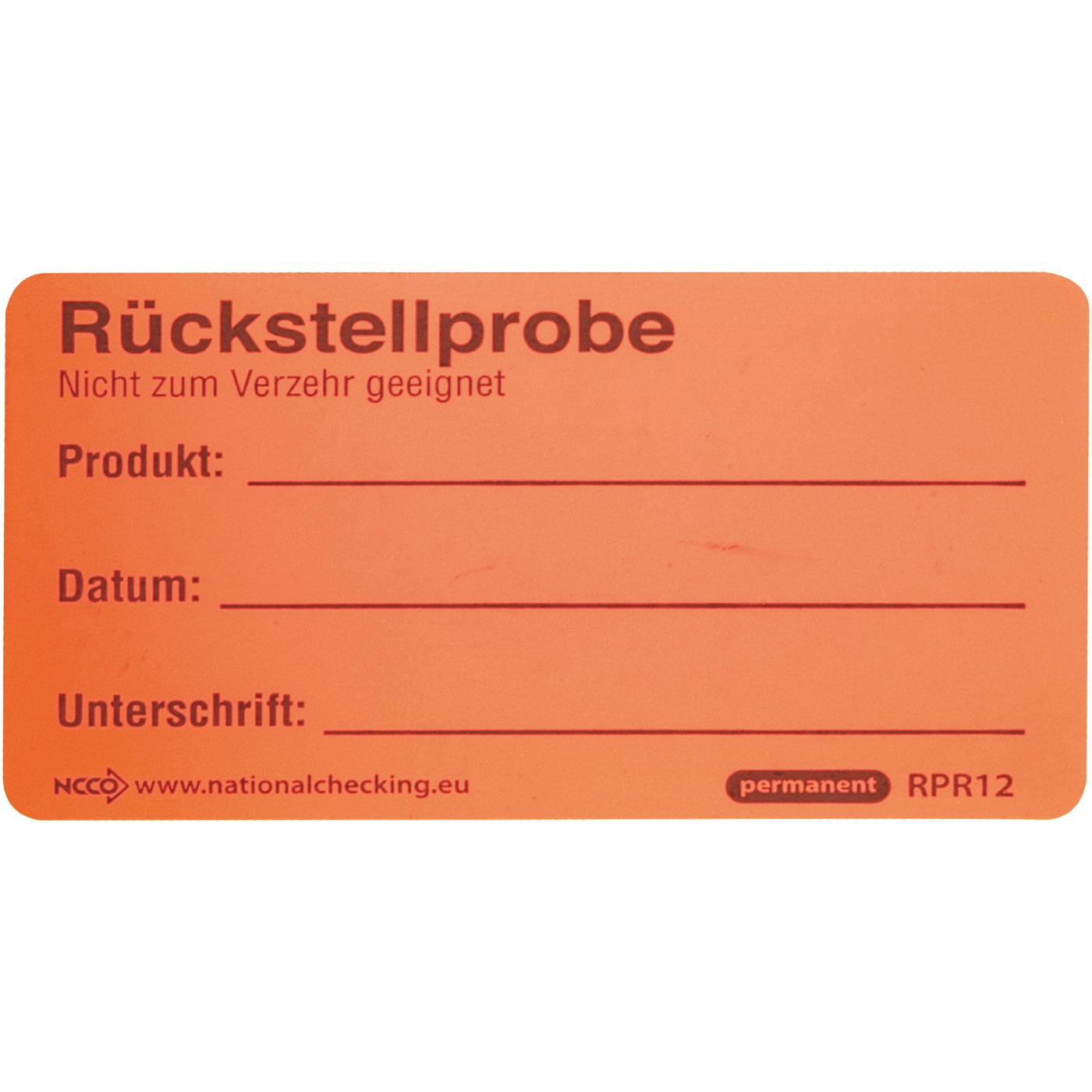 Transgourmet Österreich - Etikett Rückstellprobe, rot 25 x 50 mm 500 Stk.